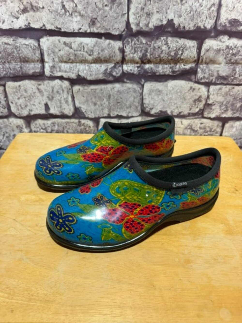 Sloggers Blue, Red & Green Waterproof Clogs Size 8